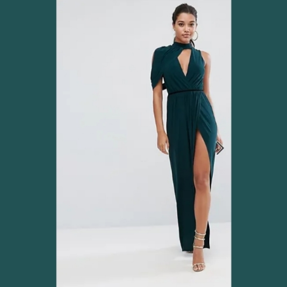 ASOS Cold Shoulder Detail Plunge Maxi Dress